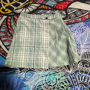 Girls green plaid skirt